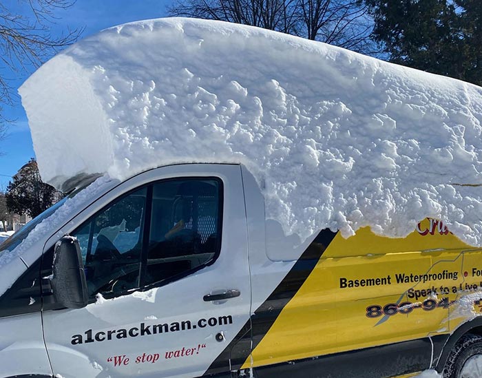 A1 Foundation Crack Repair - 2 feet of snow from the nor’easter cyclone bomb