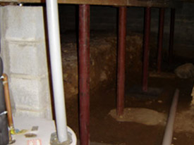 A1 Foundation Crack Repair - Temporary Lally Columns